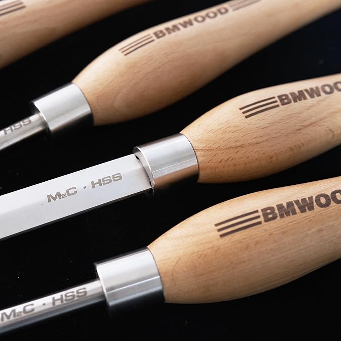 Cyro M2 HSS Bowl Gouge 3/8" Bowl Gouge (1/2" Dia.) with 12-1/2" Beech Handle for Woodlathe Chisels, Woodturning Tools.