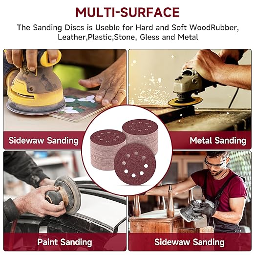 100 PCS 5 Inch Sanding Discs 1000 Grit, Round Hook and Loop Sandpaper for Random Orbital Sander