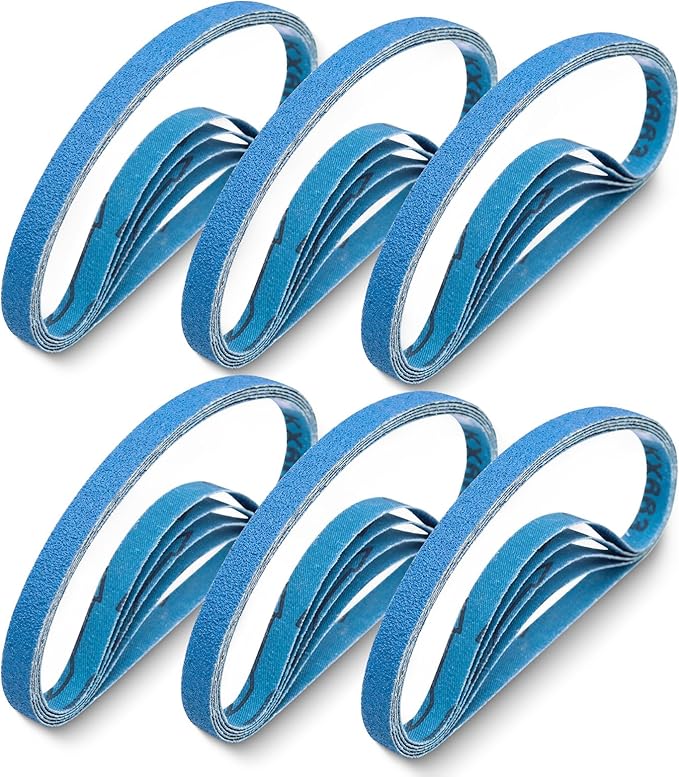 30 Pcs 1/2x18 Zirconia Sanding Belts, 1/2 x 18 Inch Zirconia Sanding Belts 60 Grit for Belt Sander, 1/2 x 18 Sanding Belts for Metal (1/2x18in, 60 Grit)