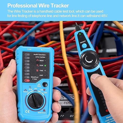 Network Cable Tester, Line Finder with Probe Tone, Wire Tracker Multifunction, RJ11 RJ45 Cable Tracer, Telephone Line Test, Ethernet LAN Network Cat5 Cat6 Cable Maintenance Collation