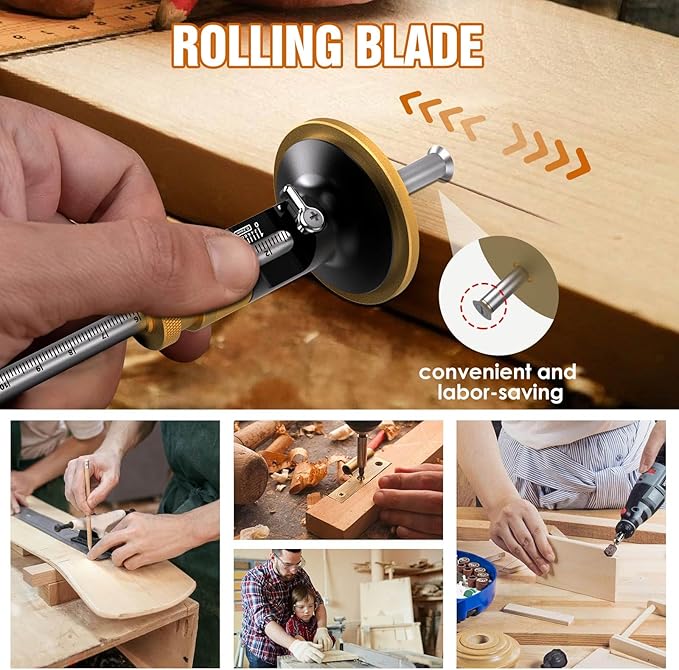 Only blade-Wheel marking gauge, rolling blade, woodworking dovetail scribing gauge, scriber marking tools, essential tools for woodworking projects (Blade 3pcs)