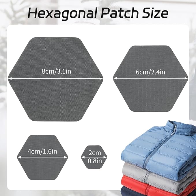 J.CARP 8PCS Nylon Repair Patches, Self Adhesive & Waterproof Patches, Nylon Repair Patches for Down Jacket, Clothing, Holes, Tents, Sleeping Bags, Umbrella, Etc(Grey)