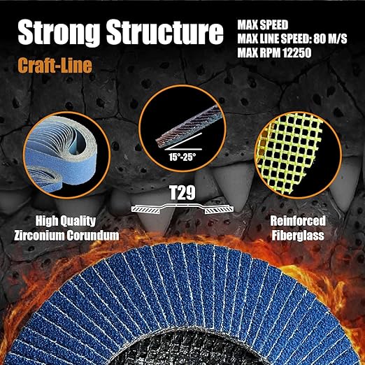 Merryland Flap Disc 5 inch Metal for Angle Grinder, 5inch 40 Grit T29 Flap Wheel 20 Pack, Blue Zirconium Corundum INOX Stainless Steel Iron Universal, Craft-Line FC1108214-20