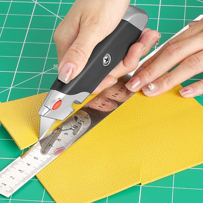 DIYSELF 10Pack Box Cutter, Rubber Handle Utility Knife, Retractable Heavy Duty, Razor Knife for Warehouse, Office, Shop