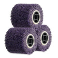 Rocaris 3PCS 36 Grit Abrasive Drawing Wheel Drum, 4.5"×4" Wire Drawing Polishing Burnishing Wheels, Buffing Wheels for Wood Metal Surface Polishing, Purple