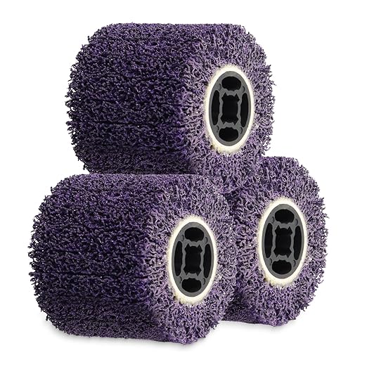 Rocaris 3PCS 36 Grit Abrasive Drawing Wheel Drum, 4.5"×4" Wire Drawing Polishing Burnishing Wheels, Buffing Wheels for Wood Metal Surface Polishing, Purple
