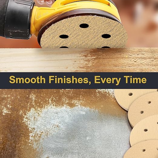 100 PCS 6 Inch 6 Hole Sanding Discs 120 Grit Hook and Loop Adhesive Round Sandpaper for Random Orbital Sander