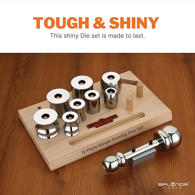 Splenor Tools Steel 10 Bracelet Forming Die Set - Concaved, Domed and Flat Shape Dies for Bangle Making - Metal Forming - Jewelry Tool kit
