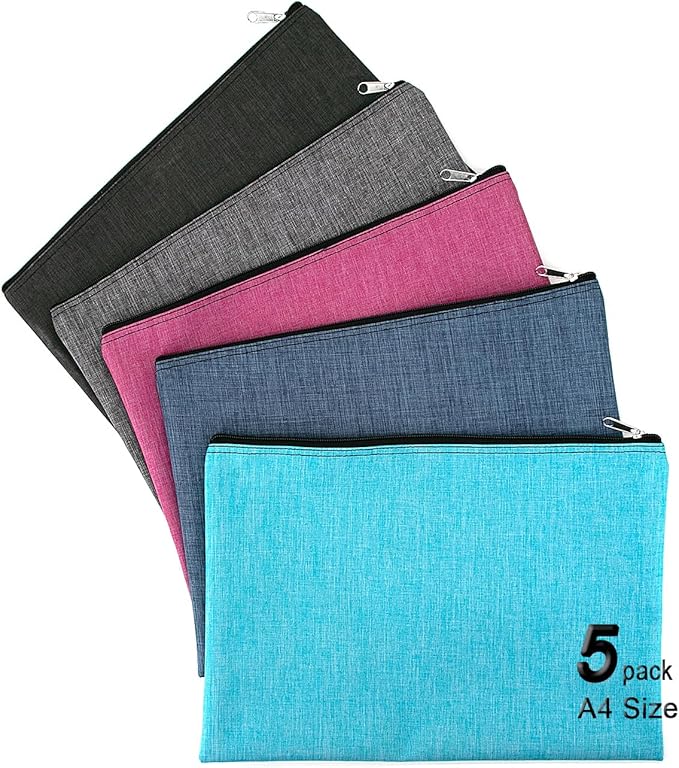 5 Pack Canvas Zipper Tool Bag Set, 13.3 x 9.4 14.4oz Heavy Duty Waterproof Multipurpose Utility Multi Tool Storage Pouch Case for Organizing and Sorting Household Tools, Spare Parts (5 Colors)