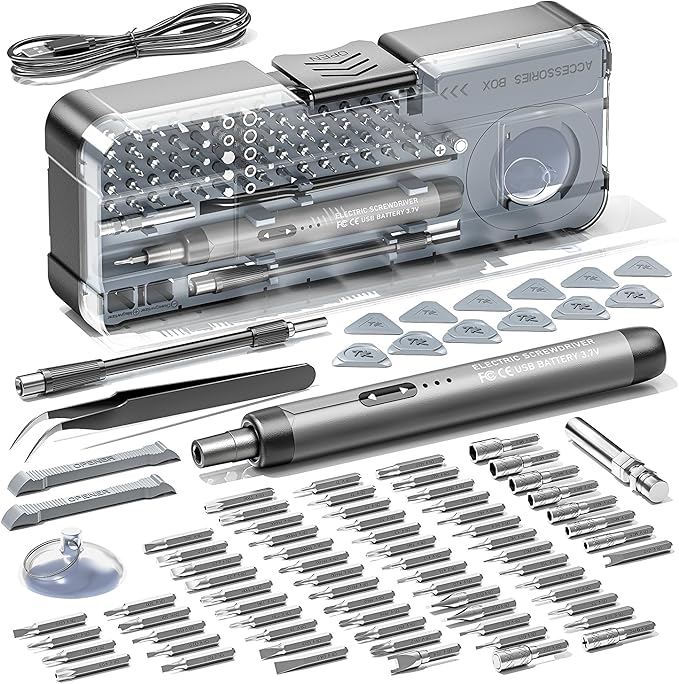 Electric Screwdriver Set, Precision Screwdriver Set, Magnetic Drill Bit, Magnetic Storage, Mini Precision Electric Screwdriver Repair Kit for PC RC Electronics