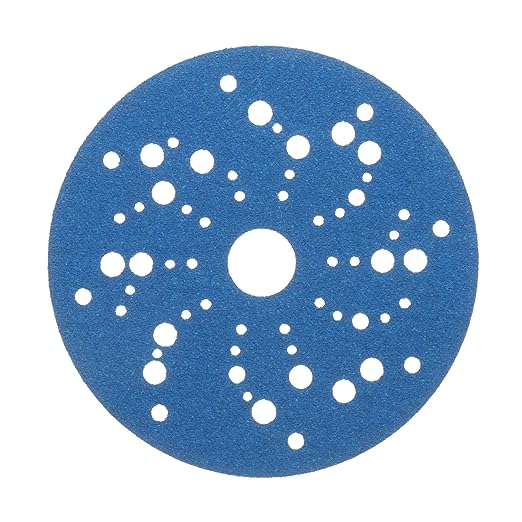 3M Hookit Blue Abrasive Discs 36157, Multi-Hole, 5 in, 80+ Grade, Pack of 50, Virtually Dust-Free, for Auto Sanding, Body Repair, Featheredging, Primer Sanding, Paint Preparation, E-Coat Sanding