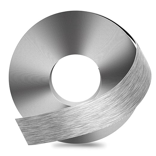 GSCIT Club Grey Silver Edge Banding, 1 1/2 Inch x 25ft Aluminum Brushed Edge Banding PVC Edge Trim for Cabinet Repair Furniture