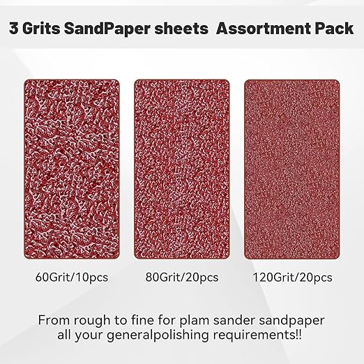 1/4 Sandpaper Sheet,4-1/2"*5-1/2" Assorted 60-80-120,50PACK