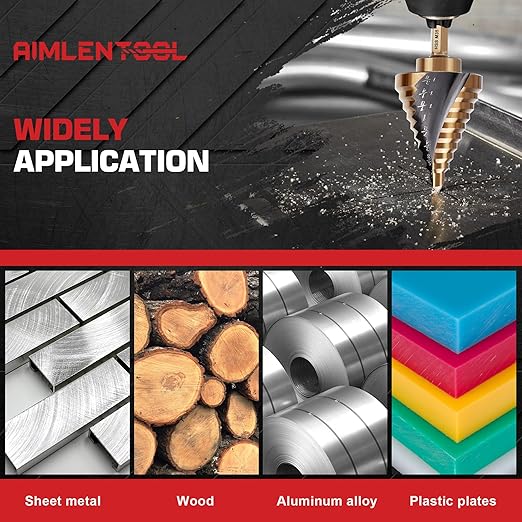Cobalt Step Drill Bit Set, Hex Shank Step Drill Bit with Automatic Center Punch for Metal, Stainless Steel, Aluminum, Wood, and Plastic, Storage in Aluminum Case for DIY Lovers, 50 Sizes