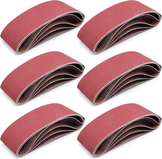 24 Pcs 3x24 Sanding Belts, 120 Grit Belt Sander Sanding Belts, 3 x 24 Inch Aluminum Oxide Sanding Belts for Belt Sander(3x24in, 120 Grit)