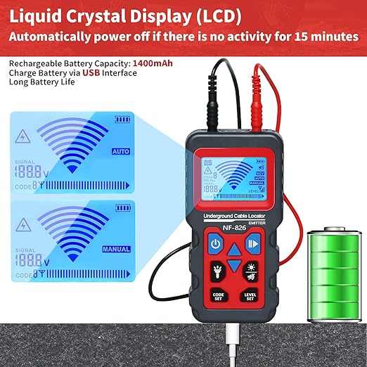Underground Cable Locator, Rocky Mars Cable Tester Wire Tracker, NF826 Underground Wire Locator for Dog Fence Cables, Test Short Circuit Breaker of Wall