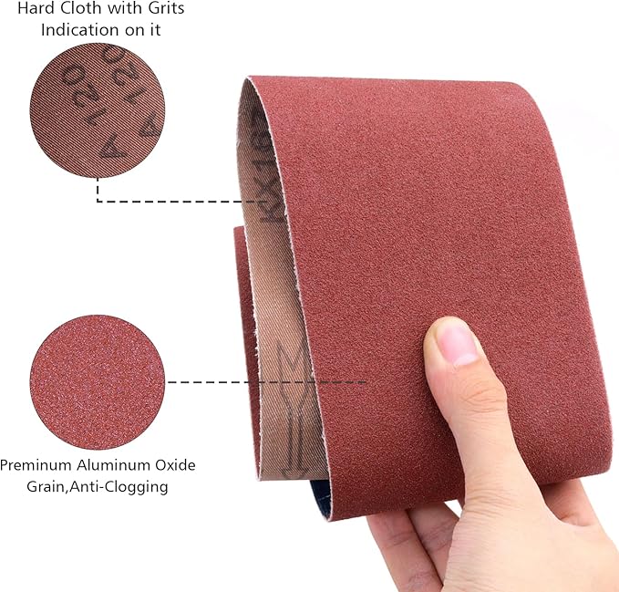 4 x 24 inch Sanding Belts, 120 Grit Aluminum Oxide Belt Sander Sanding Belt, 4x24 Belt Sander Belts for Woodworking, 24 Pack(4x24in, 120 Grit)