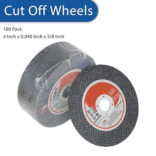 WFLNHB 100 Pack 4 Inch x 0.040 Inch x 5/8 Inch Metal and Stainless Steel Cut Off Wheels Fit for Angle Grinders
