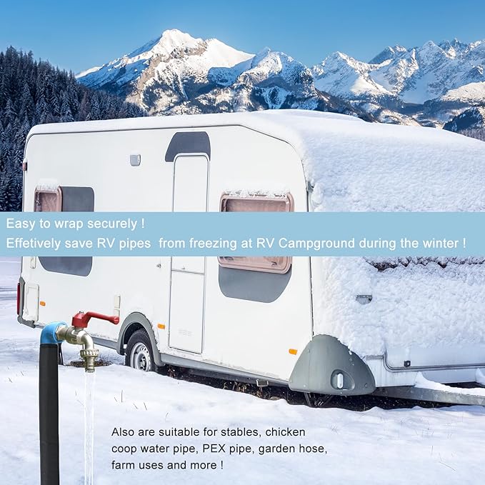 Water Pipe Heat Blanket, 39"x7" Stickable Water Pipes Heater Tape with 6.6Ft Cable Foil Pipe Warmers Water Line Insulation Wrap Pipe Freeze Protection for Outdoor Pipe RV Sewer Hose, Max140˚F，110V