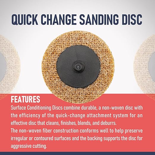 2" SCM Surface Condition Disc, 2 R-Type Super EDG 50MM, Coarse Grade, Premium Non-Woven, 20Pcs