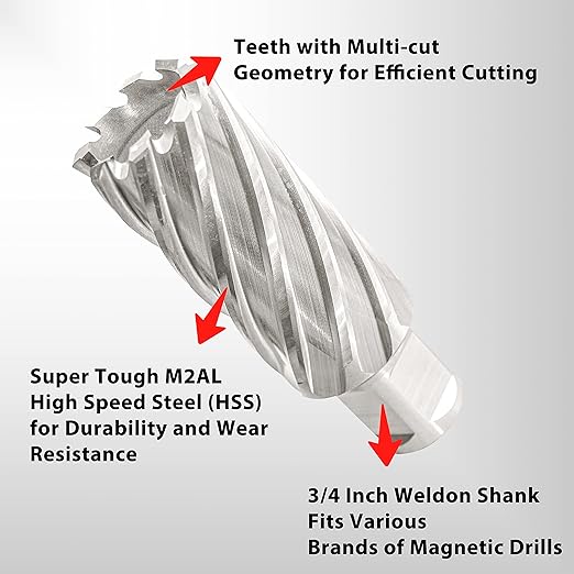 S&F STEAD & FAST Annular Cutter 1-1/8" Diameter 2" Cutting Depth, Mag Drill Bits with Pilot Pin for Magnetic Drill Press