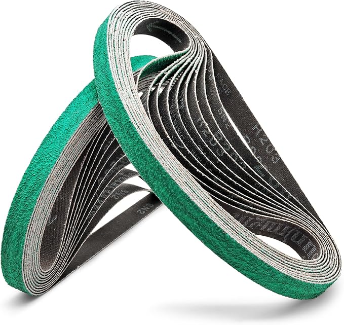 1/2 Inch x 18 Inch Sanding Belts for Air Belt Sander, 1/2 x 18 Inch Zirconia Sanding Belts 60 Grit for Woodworking, Metal Polishing, Derusting, 20-Pack