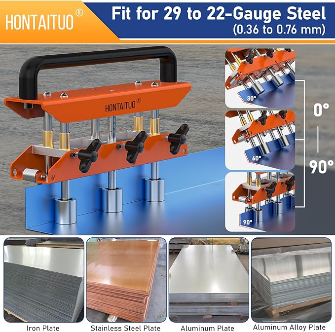 Three-Station Edge Roller Bender,0-90° Bending Angle Bending Metal Roofing Materials,Adjustable for Making 5/8" to 4" (16 to 102 MM) Bends in 29 to 22-Gauge Steel,Large Sheet Metal Bender