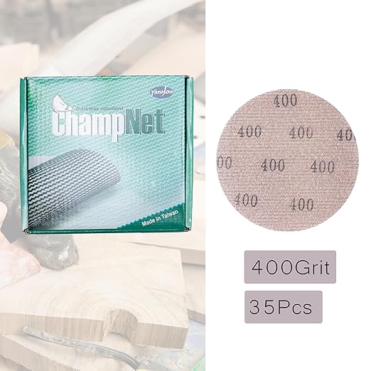 Mesh 5 inch 6 inch Sanding Discs 35PCS Hook and Loop Sanding Discs, Dust-Free, Ideal for Metal, Wood, Composites, Stock Removal, and Fine Finishing (5in, 400 Grit)