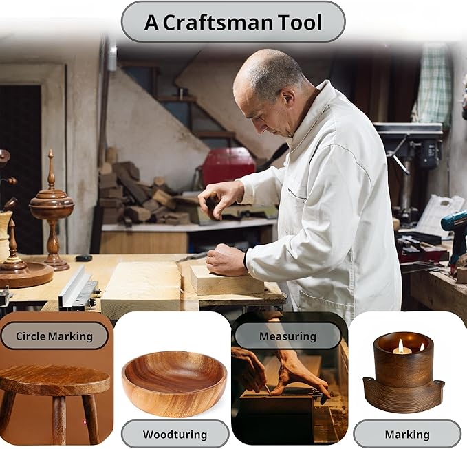 Clearly Printed 250mm Circle Center Finder Tool, Protractor, and Circle Maker Tool and Compass for Woodworking and Wood Turning. Find The Center of Timber or Dowel with Our Center Finder Ruler.