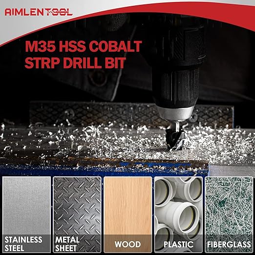M35 Four Spiral Flute Cobalt Step Drill Bit, 1/8"-1/2" Wear-Resistant TiAlN Coated Four-Flute Step Bit, 1/4" Hex Shank Unibit Step Bit for Metal, Stainless Steel, Aluminum, Wood, Plastic