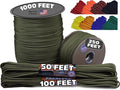 BORED? PARACORD! 550 lb Paracord - Ideal for Crafting, Camping, DIY Projects, Active & Military Outdoors - Strong Survival Rope - Tactical Parachute Cord Type III - Moss 100 Feet