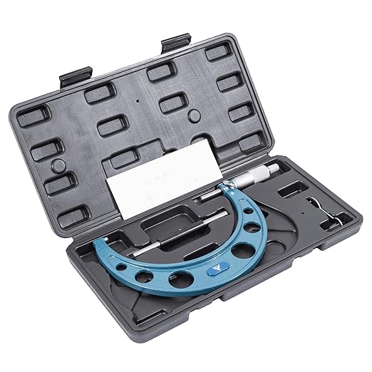 PEC Tools 5-6” Outside Micrometer, Industrial-Grade Precision Measuring Tool, Hardened Steel, High-Accuracy Micrometer with Ratchet Stop & Carbide-Tipped Measuring Faces for Machining & Engineering
