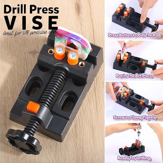 LEOBRO Hand Drill, Pin Vise with Drill Bits, Drill Press Vise, Keychain Making Kit, Jewelry Making Supplies, for Crafts
