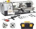 INTSUPERMAI 8"× 24" Metal Lathe Mini Precision Benchtop Metal Lathe Metric Thread Hobby DIY Metal Lathe1100W Brushless Motor Metal Turning Machine with 4 Jaw/3 Jaw Chuck 110V