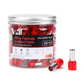 HKS 200PCS Wire Ferrule Connectors - AWG 6-16.0mm² Copper Barrel Pin Cord Ends Insulated Ferrules Terminals - E16-12 Red