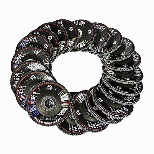 Merryland Flap Disc 4 1/2 inch Metal for Angle Grinder, 4.5inch 60 Grit T29 Flap Wheel 20 Pack, Blue Zirconium Corundum INOX Stainless Steel Iron Universal, Craft-Line FC1107314-20