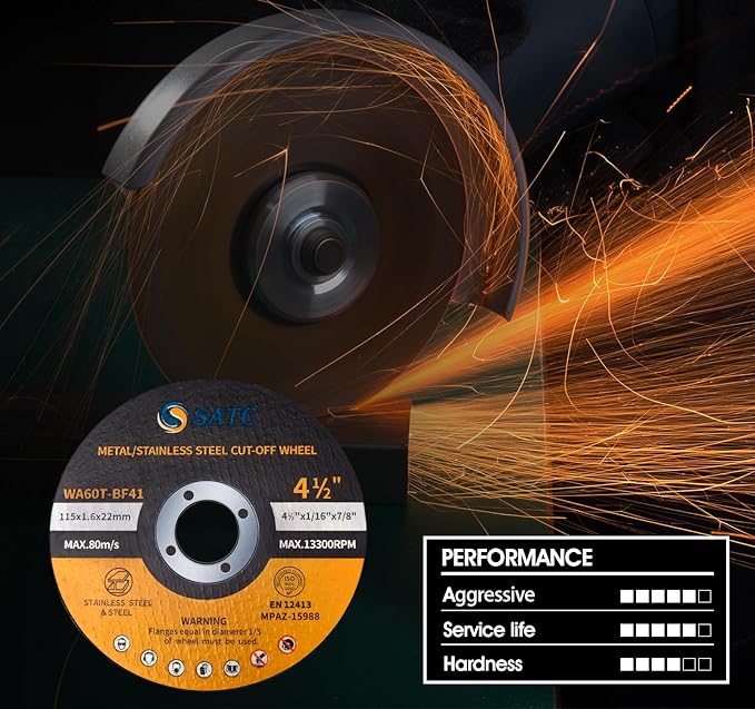 S SATC 25 PCS Cut Off Wheels 4 1/2 Inch Angle Grinder Cutting Wheel 4.5 x 1/16 x 7/8 inch Cutting Wheel Die Grinder Cutting Disc Fits Angle Grinder Air Tool