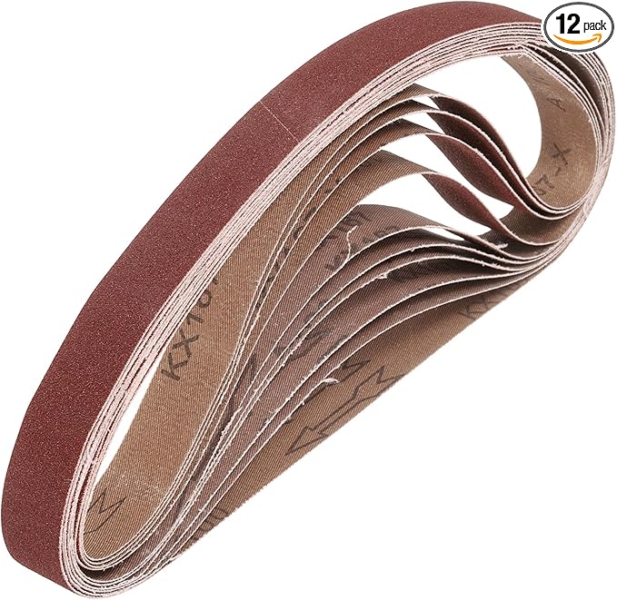 HARFINGTON 1 x 30 Inch Sanding Belts, 12 Pcs 100 Grits Aluminum Oxide Abrasive Belt Sander File Belt for Woodworking, Metal Polishing, Knife Sharpener