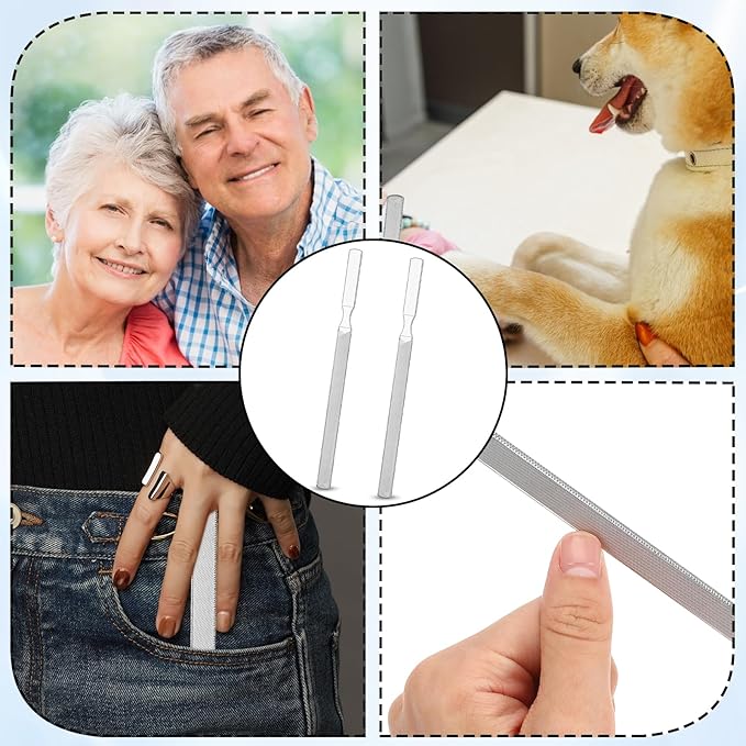 2 Pcs Stainless Steel Toenail File for Thick Nails, 4-Sided Design Toe Nail File 7.1 inch Durable Long Filer Fingernail Filing Nail Care Tool for Men Women