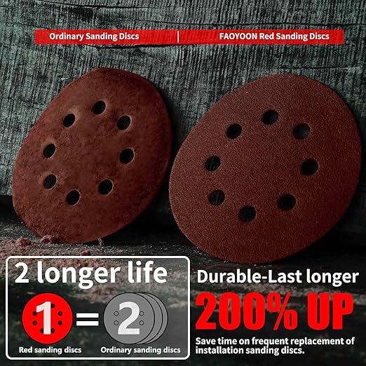 Sanding Disc 5 Inch 8 Hole, 100 Pcs Orbital Sanding Discs Hook and Loop, Sandpaper for polishing and Grinding, 600 Grit Sand Paper for Random Orbital Sander