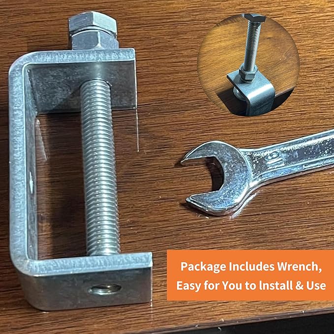 2 Pcs 304 Heavy Duty Stainless Steel C Clamps Tiger Clamp Woodworking Clamp,Features Stable Wide Jaws and Protective Pads (100MM)