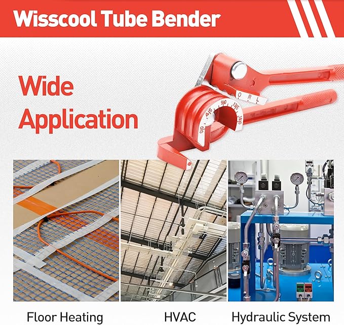 Tube Bender 3-in-1 Tubing Pipe Bender for Soft Copper, Aluminum, Metal, Pipe Bender 180° (1/4" 5/16" 3/8" Red)
