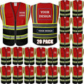 BeautyWill Custom Logo 10/20 Pack Safety Vest Class2 High Visibility Vest with Pockets Breathable Construction Vest Bulk