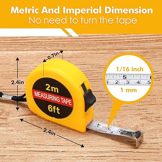 50 Pcs 6 FT Mini Tape Measure Retractable Bulk Small Measuring Tape Pocket Size Measurement Tool for Operation Christmas Items Party Favor Gifts Stuffers for Men(Yellow)