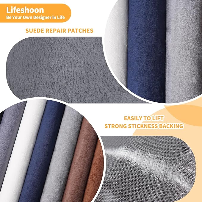 Fabric Repair Patches, Self-Adhesive Suede Patches Tape Durable, DIY Large Fabric Repair for Sofa, Couches, Furniture, Chair, Clothing （3.5X79 Inch, Coffee）