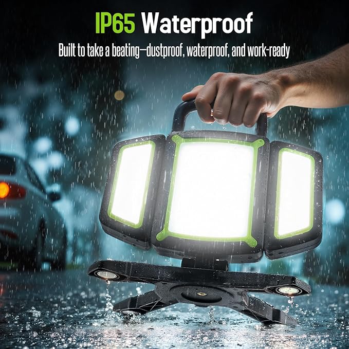 SYLSTAR 30W Rechargeable Work Light, 3000LM Magnetic Work Light with 5 Modes, 360° Rotatable&Foldable Led Work Light, Waterproof Portable Work Light for Garage, Job Site, Camping, Car Repairing