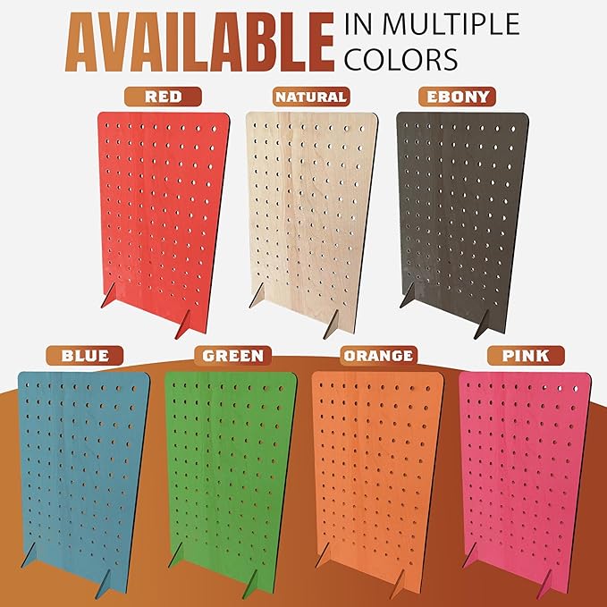Torched Pegboard Display Stand for Jewelry, Craft Shows, Selling, Vendor Events, Tools, Peg Board Accessories Rack Organizer, Large 9.75" L x 4.3" W x 14" H, RED