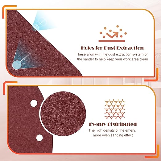 180 Grit Mouse Sander Sandpaper, Jamiikury 5 Hole Detail Sander Sandpaper Palm Sander Paper Mouse Sanding Pads Hook and Loop Sanding Sheets - Pack of 20