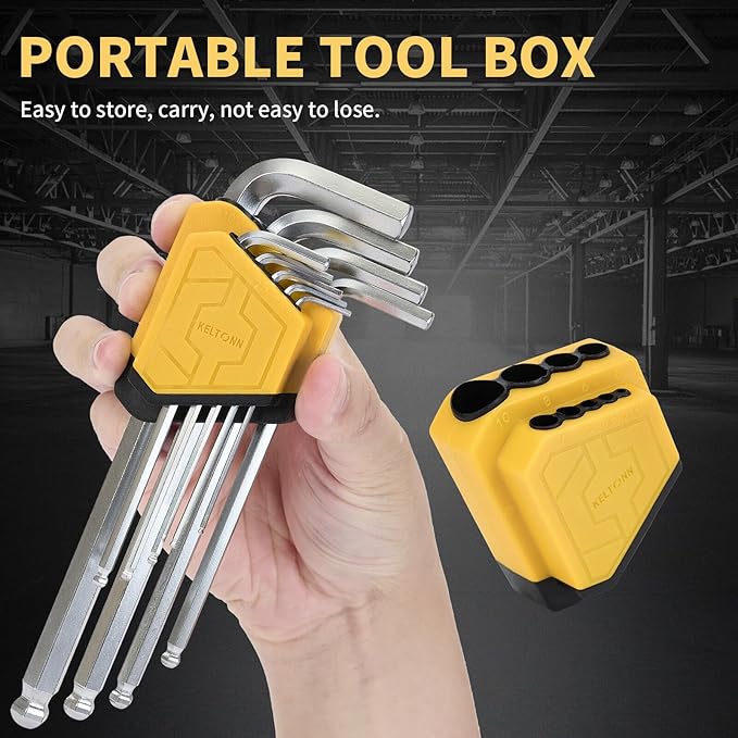 Hex Key Set Allen Wrench Set Ball End Cr-V Steel – 9PCS Metric Allen Wrenches, Chrome Vanadium Steel, 1.5–10mm, 6.7in, Silver Finish, for Furniture Building, Equipment Repairs, DIY Projects