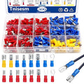 Tnisesm 300Pcs Spade Connector,Crimp Connectors 2.8mm 4.8mm 6.3mm Male and Female Spade Connector kit, 16 Types Crimp Terminals Electrical Connectors Includes Spade Ring Fork Wire Connectors
